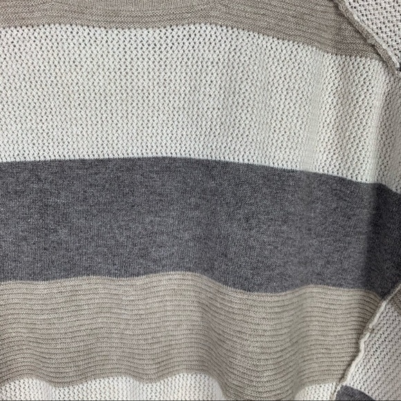 Splendid Beige Merino Wool and Alpaca Blend Striped Short Sleeve Soft Top - Picture 2 of 8